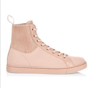 GIANVITO ROSSI Women's High-Top Rib-Knit Leather Sneakers. Size 39,5 EU (9,5 US)